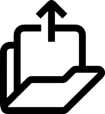 Siyah ve Beyaz Logo Simgesi PNG Biçimini Yükle. Web Sitesi Düğmesi, Mobil Uygulama Arayüzü, Dosya Aktarımı, Belge Paylaşımı, Bulut Depolama ve Veri Yedekleme için Minimalist Düz Tasarımlı Tek Renkli Ok Gönderme İşareti Grafiksel Elemanı