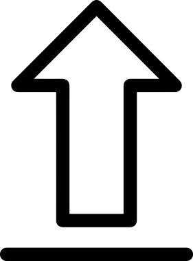 Siyah ve Beyaz Logo Simgesi PNG Biçimini Yükle. Web Sitesi Düğmesi, Mobil Uygulama Arayüzü, Dosya Aktarımı, Belge Paylaşımı, Bulut Depolama ve Veri Yedekleme için Minimalist Düz Tasarımlı Tek Renkli Ok Gönderme İşareti Grafiksel Elemanı