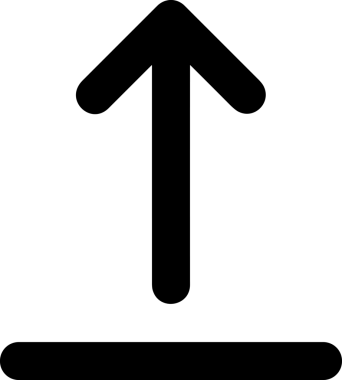 Siyah ve Beyaz Logo Simgesi PNG Biçimini Yükle. Web Sitesi Düğmesi, Mobil Uygulama Arayüzü, Dosya Aktarımı, Belge Paylaşımı, Bulut Depolama ve Veri Yedekleme için Minimalist Düz Tasarımlı Tek Renkli Ok Gönderme İşareti Grafiksel Elemanı