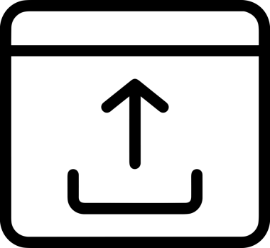 Siyah ve Beyaz Logo Simgesi PNG Biçimini Yükle. Web Sitesi Düğmesi, Mobil Uygulama Arayüzü, Dosya Aktarımı, Belge Paylaşımı, Bulut Depolama ve Veri Yedekleme için Minimalist Düz Tasarımlı Tek Renkli Ok Gönderme İşareti Grafiksel Elemanı