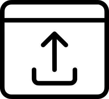 Siyah ve Beyaz Logo Simgesi PNG Biçimini Yükle. Web Sitesi Düğmesi, Mobil Uygulama Arayüzü, Dosya Aktarımı, Belge Paylaşımı, Bulut Depolama ve Veri Yedekleme için Minimalist Düz Tasarımlı Tek Renkli Ok Gönderme İşareti Grafiksel Elemanı