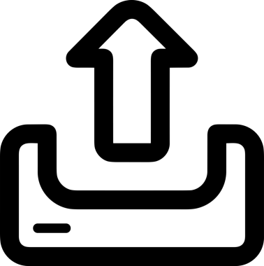 Siyah ve Beyaz Logo Simgesi PNG Biçimini Yükle. Web Sitesi Düğmesi, Mobil Uygulama Arayüzü, Dosya Aktarımı, Belge Paylaşımı, Bulut Depolama ve Veri Yedekleme için Minimalist Düz Tasarımlı Tek Renkli Ok Gönderme İşareti Grafiksel Elemanı