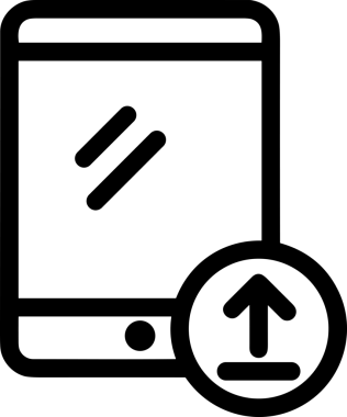 Siyah ve Beyaz Logo Simgesi PNG Biçimini Yükle. Web Sitesi Düğmesi, Mobil Uygulama Arayüzü, Dosya Aktarımı, Belge Paylaşımı, Bulut Depolama ve Veri Yedekleme için Minimalist Düz Tasarımlı Tek Renkli Ok Gönderme İşareti Grafiksel Elemanı