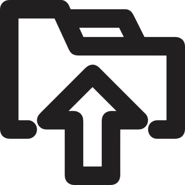 Siyah ve Beyaz Logo Simgesi PNG Biçimini Yükle. Web Sitesi Düğmesi, Mobil Uygulama Arayüzü, Dosya Aktarımı, Belge Paylaşımı, Bulut Depolama ve Veri Yedekleme için Minimalist Düz Tasarımlı Tek Renkli Ok Gönderme İşareti Grafiksel Elemanı