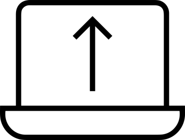 Siyah ve Beyaz Logo Simgesi PNG Biçimini Yükle. Web Sitesi Düğmesi, Mobil Uygulama Arayüzü, Dosya Aktarımı, Belge Paylaşımı, Bulut Depolama ve Veri Yedekleme için Minimalist Düz Tasarımlı Tek Renkli Ok Gönderme İşareti Grafiksel Elemanı