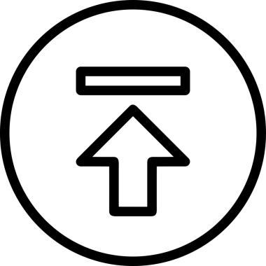 Siyah ve Beyaz Logo Simgesi PNG Biçimini Yükle. Web Sitesi Düğmesi, Mobil Uygulama Arayüzü, Dosya Aktarımı, Belge Paylaşımı, Bulut Depolama ve Veri Yedekleme için Minimalist Düz Tasarımlı Tek Renkli Ok Gönderme İşareti Grafiksel Elemanı
