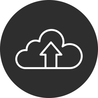 Siyah ve Beyaz Logo Simgesi PNG Biçimini Yükle. Web Sitesi Düğmesi, Mobil Uygulama Arayüzü, Dosya Aktarımı, Belge Paylaşımı, Bulut Depolama ve Veri Yedekleme için Minimalist Düz Tasarımlı Tek Renkli Ok Gönderme İşareti Grafiksel Elemanı