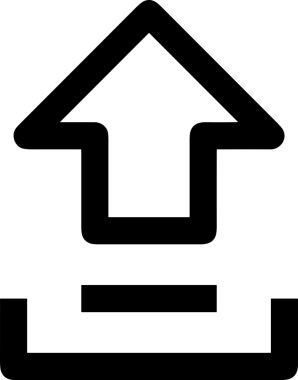 Siyah ve Beyaz Logo Simgesi PNG Biçimini Yükle. Web Sitesi Düğmesi, Mobil Uygulama Arayüzü, Dosya Aktarımı, Belge Paylaşımı, Bulut Depolama ve Veri Yedekleme için Minimalist Düz Tasarımlı Tek Renkli Ok Gönderme İşareti Grafiksel Elemanı