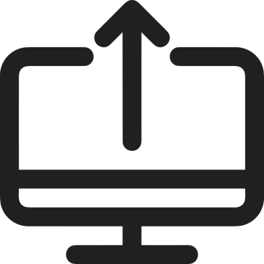 Siyah ve Beyaz Logo Simgesi PNG Biçimini Yükle. Web Sitesi Düğmesi, Mobil Uygulama Arayüzü, Dosya Aktarımı, Belge Paylaşımı, Bulut Depolama ve Veri Yedekleme için Minimalist Düz Tasarımlı Tek Renkli Ok Gönderme İşareti Grafiksel Elemanı