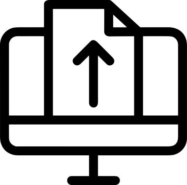 Siyah ve Beyaz Logo Simgesi PNG Biçimini Yükle. Web Sitesi Düğmesi, Mobil Uygulama Arayüzü, Dosya Aktarımı, Belge Paylaşımı, Bulut Depolama ve Veri Yedekleme için Minimalist Düz Tasarımlı Tek Renkli Ok Gönderme İşareti Grafiksel Elemanı