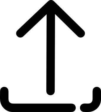 Siyah ve Beyaz Logo Simgesi PNG Biçimini Yükle. Web Sitesi Düğmesi, Mobil Uygulama Arayüzü, Dosya Aktarımı, Belge Paylaşımı, Bulut Depolama ve Veri Yedekleme için Minimalist Düz Tasarımlı Tek Renkli Ok Gönderme İşareti Grafiksel Elemanı