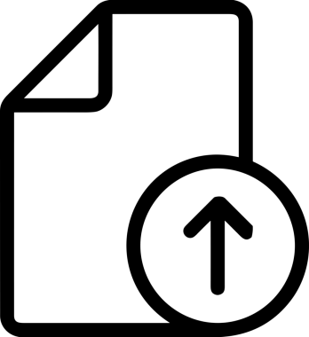 Siyah ve Beyaz Logo Simgesi PNG Biçimini Yükle. Web Sitesi Düğmesi, Mobil Uygulama Arayüzü, Dosya Aktarımı, Belge Paylaşımı, Bulut Depolama ve Veri Yedekleme için Minimalist Düz Tasarımlı Tek Renkli Ok Gönderme İşareti Grafiksel Elemanı