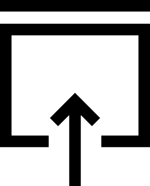 Siyah ve Beyaz Logo Simgesi PNG Biçimini Yükle. Web Sitesi Düğmesi, Mobil Uygulama Arayüzü, Dosya Aktarımı, Belge Paylaşımı, Bulut Depolama ve Veri Yedekleme için Minimalist Düz Tasarımlı Tek Renkli Ok Gönderme İşareti Grafiksel Elemanı