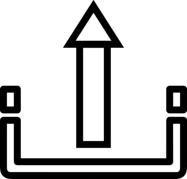Siyah ve Beyaz Logo Simgesi PNG Biçimini Yükle. Web Sitesi Düğmesi, Mobil Uygulama Arayüzü, Dosya Aktarımı, Belge Paylaşımı, Bulut Depolama ve Veri Yedekleme için Minimalist Düz Tasarımlı Tek Renkli Ok Gönderme İşareti Grafiksel Elemanı