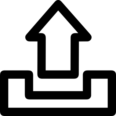 Siyah ve Beyaz Logo Simgesi PNG Biçimini Yükle. Web Sitesi Düğmesi, Mobil Uygulama Arayüzü, Dosya Aktarımı, Belge Paylaşımı, Bulut Depolama ve Veri Yedekleme için Minimalist Düz Tasarımlı Tek Renkli Ok Gönderme İşareti Grafiksel Elemanı