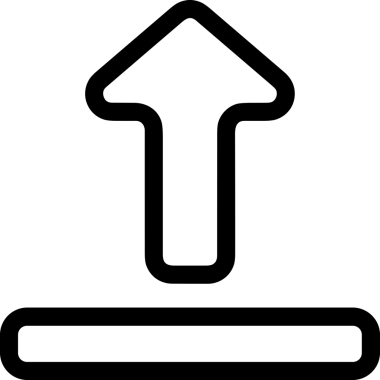 Siyah ve Beyaz Logo Simgesi PNG Biçimini Yükle. Web Sitesi Düğmesi, Mobil Uygulama Arayüzü, Dosya Aktarımı, Belge Paylaşımı, Bulut Depolama ve Veri Yedekleme için Minimalist Düz Tasarımlı Tek Renkli Ok Gönderme İşareti Grafiksel Elemanı