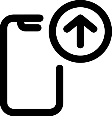 Siyah ve Beyaz Logo Simgesi PNG Biçimini Yükle. Web Sitesi Düğmesi, Mobil Uygulama Arayüzü, Dosya Aktarımı, Belge Paylaşımı, Bulut Depolama ve Veri Yedekleme için Minimalist Düz Tasarımlı Tek Renkli Ok Gönderme İşareti Grafiksel Elemanı