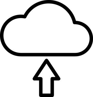 Siyah ve Beyaz Logo Simgesi PNG Biçimini Yükle. Web Sitesi Düğmesi, Mobil Uygulama Arayüzü, Dosya Aktarımı, Belge Paylaşımı, Bulut Depolama ve Veri Yedekleme için Minimalist Düz Tasarımlı Tek Renkli Ok Gönderme İşareti Grafiksel Elemanı