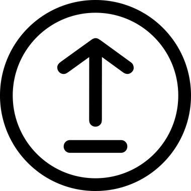 Siyah ve Beyaz Logo Simgesi PNG Biçimini Yükle. Web Sitesi Düğmesi, Mobil Uygulama Arayüzü, Dosya Aktarımı, Belge Paylaşımı, Bulut Depolama ve Veri Yedekleme için Minimalist Düz Tasarımlı Tek Renkli Ok Gönderme İşareti Grafiksel Elemanı