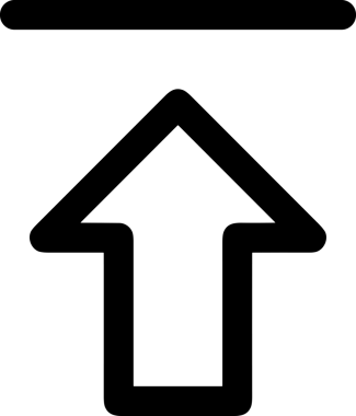 Siyah ve Beyaz Logo Simgesi PNG Biçimini Yükle. Web Sitesi Düğmesi, Mobil Uygulama Arayüzü, Dosya Aktarımı, Belge Paylaşımı, Bulut Depolama ve Veri Yedekleme için Minimalist Düz Tasarımlı Tek Renkli Ok Gönderme İşareti Grafiksel Elemanı