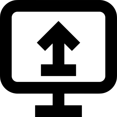 Siyah ve Beyaz Logo Simgesi PNG Biçimini Yükle. Web Sitesi Düğmesi, Mobil Uygulama Arayüzü, Dosya Aktarımı, Belge Paylaşımı, Bulut Depolama ve Veri Yedekleme için Minimalist Düz Tasarımlı Tek Renkli Ok Gönderme İşareti Grafiksel Elemanı
