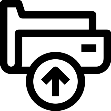 Siyah ve Beyaz Logo Simgesi PNG Biçimini Yükle. Web Sitesi Düğmesi, Mobil Uygulama Arayüzü, Dosya Aktarımı, Belge Paylaşımı, Bulut Depolama ve Veri Yedekleme için Minimalist Düz Tasarımlı Tek Renkli Ok Gönderme İşareti Grafiksel Elemanı