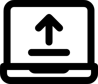 Siyah ve Beyaz Logo Simgesi PNG Biçimini Yükle. Web Sitesi Düğmesi, Mobil Uygulama Arayüzü, Dosya Aktarımı, Belge Paylaşımı, Bulut Depolama ve Veri Yedekleme için Minimalist Düz Tasarımlı Tek Renkli Ok Gönderme İşareti Grafiksel Elemanı