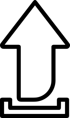 Siyah ve Beyaz Logo Simgesi PNG Biçimini Yükle. Web Sitesi Düğmesi, Mobil Uygulama Arayüzü, Dosya Aktarımı, Belge Paylaşımı, Bulut Depolama ve Veri Yedekleme için Minimalist Düz Tasarımlı Tek Renkli Ok Gönderme İşareti Grafiksel Elemanı