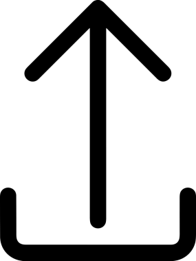 Siyah ve Beyaz Logo Simgesi PNG Biçimini Yükle. Web Sitesi Düğmesi, Mobil Uygulama Arayüzü, Dosya Aktarımı, Belge Paylaşımı, Bulut Depolama ve Veri Yedekleme için Minimalist Düz Tasarımlı Tek Renkli Ok Gönderme İşareti Grafiksel Elemanı