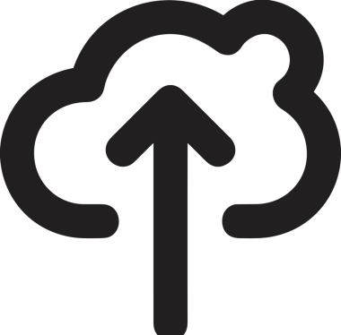 Siyah ve Beyaz Logo Simgesi PNG Biçimini Yükle. Web Sitesi Düğmesi, Mobil Uygulama Arayüzü, Dosya Aktarımı, Belge Paylaşımı, Bulut Depolama ve Veri Yedekleme için Minimalist Düz Tasarımlı Tek Renkli Ok Gönderme İşareti Grafiksel Elemanı