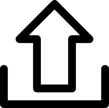 Siyah ve Beyaz Logo Simgesi PNG Biçimini Yükle. Web Sitesi Düğmesi, Mobil Uygulama Arayüzü, Dosya Aktarımı, Belge Paylaşımı, Bulut Depolama ve Veri Yedekleme için Minimalist Düz Tasarımlı Tek Renkli Ok Gönderme İşareti Grafiksel Elemanı