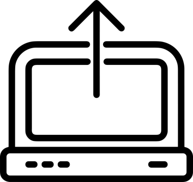 Siyah ve Beyaz Logo Simgesi PNG Biçimini Yükle. Web Sitesi Düğmesi, Mobil Uygulama Arayüzü, Dosya Aktarımı, Belge Paylaşımı, Bulut Depolama ve Veri Yedekleme için Minimalist Düz Tasarımlı Tek Renkli Ok Gönderme İşareti Grafiksel Elemanı