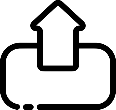 Siyah ve Beyaz Logo Simgesi PNG Biçimini Yükle. Web Sitesi Düğmesi, Mobil Uygulama Arayüzü, Dosya Aktarımı, Belge Paylaşımı, Bulut Depolama ve Veri Yedekleme için Minimalist Düz Tasarımlı Tek Renkli Ok Gönderme İşareti Grafiksel Elemanı