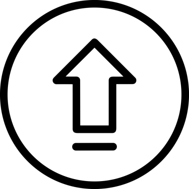 Siyah ve Beyaz Logo Simgesi PNG Biçimini Yükle. Web Sitesi Düğmesi, Mobil Uygulama Arayüzü, Dosya Aktarımı, Belge Paylaşımı, Bulut Depolama ve Veri Yedekleme için Minimalist Düz Tasarımlı Tek Renkli Ok Gönderme İşareti Grafiksel Elemanı