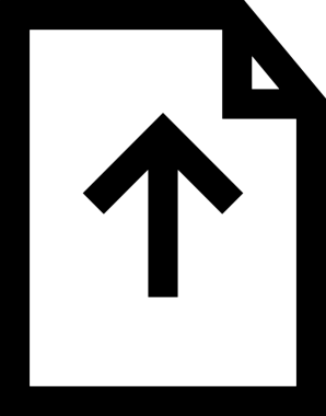 Siyah ve Beyaz Logo Simgesi PNG Biçimini Yükle. Web Sitesi Düğmesi, Mobil Uygulama Arayüzü, Dosya Aktarımı, Belge Paylaşımı, Bulut Depolama ve Veri Yedekleme için Minimalist Düz Tasarımlı Tek Renkli Ok Gönderme İşareti Grafiksel Elemanı