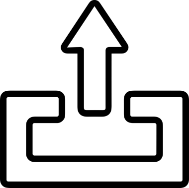 Siyah ve Beyaz Logo Simgesi PNG Biçimini Yükle. Web Sitesi Düğmesi, Mobil Uygulama Arayüzü, Dosya Aktarımı, Belge Paylaşımı, Bulut Depolama ve Veri Yedekleme için Minimalist Düz Tasarımlı Tek Renkli Ok Gönderme İşareti Grafiksel Elemanı