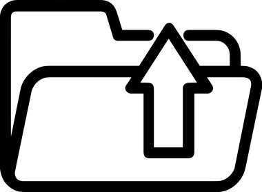 Siyah ve Beyaz Logo Simgesi PNG Biçimini Yükle. Web Sitesi Düğmesi, Mobil Uygulama Arayüzü, Dosya Aktarımı, Belge Paylaşımı, Bulut Depolama ve Veri Yedekleme için Minimalist Düz Tasarımlı Tek Renkli Ok Gönderme İşareti Grafiksel Elemanı