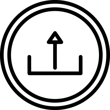 Siyah ve Beyaz Logo Simgesi PNG Biçimini Yükle. Web Sitesi Düğmesi, Mobil Uygulama Arayüzü, Dosya Aktarımı, Belge Paylaşımı, Bulut Depolama ve Veri Yedekleme için Minimalist Düz Tasarımlı Tek Renkli Ok Gönderme İşareti Grafiksel Elemanı
