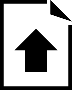 Siyah ve Beyaz Logo Simgesi PNG Biçimini Yükle. Web Sitesi Düğmesi, Mobil Uygulama Arayüzü, Dosya Aktarımı, Belge Paylaşımı, Bulut Depolama ve Veri Yedekleme için Minimalist Düz Tasarımlı Tek Renkli Ok Gönderme İşareti Grafiksel Elemanı