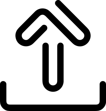Siyah ve Beyaz Logo Simgesi PNG Biçimini Yükle. Web Sitesi Düğmesi, Mobil Uygulama Arayüzü, Dosya Aktarımı, Belge Paylaşımı, Bulut Depolama ve Veri Yedekleme için Minimalist Düz Tasarımlı Tek Renkli Ok Gönderme İşareti Grafiksel Elemanı