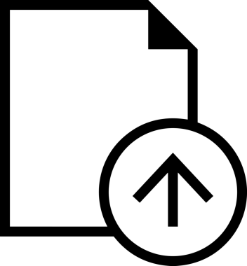 Siyah ve Beyaz Logo Simgesi PNG Biçimini Yükle. Web Sitesi Düğmesi, Mobil Uygulama Arayüzü, Dosya Aktarımı, Belge Paylaşımı, Bulut Depolama ve Veri Yedekleme için Minimalist Düz Tasarımlı Tek Renkli Ok Gönderme İşareti Grafiksel Elemanı