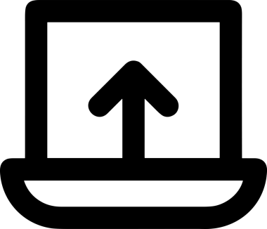 Siyah ve Beyaz Logo Simgesi PNG Biçimini Yükle. Web Sitesi Düğmesi, Mobil Uygulama Arayüzü, Dosya Aktarımı, Belge Paylaşımı, Bulut Depolama ve Veri Yedekleme için Minimalist Düz Tasarımlı Tek Renkli Ok Gönderme İşareti Grafiksel Elemanı