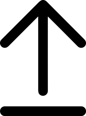 Siyah ve Beyaz Logo Simgesi PNG Biçimini Yükle. Web Sitesi Düğmesi, Mobil Uygulama Arayüzü, Dosya Aktarımı, Belge Paylaşımı, Bulut Depolama ve Veri Yedekleme için Minimalist Düz Tasarımlı Tek Renkli Ok Gönderme İşareti Grafiksel Elemanı