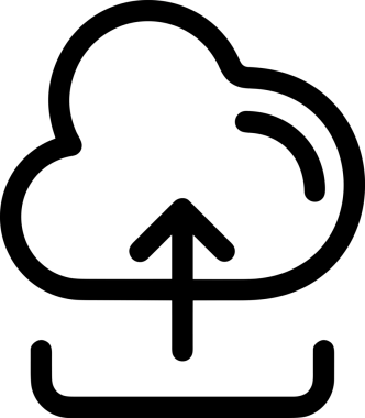 Siyah ve Beyaz Logo Simgesi PNG Biçimini Yükle. Web Sitesi Düğmesi, Mobil Uygulama Arayüzü, Dosya Aktarımı, Belge Paylaşımı, Bulut Depolama ve Veri Yedekleme için Minimalist Düz Tasarımlı Tek Renkli Ok Gönderme İşareti Grafiksel Elemanı