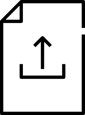 Siyah ve Beyaz Logo Simgesi PNG Biçimini Yükle. Web Sitesi Düğmesi, Mobil Uygulama Arayüzü, Dosya Aktarımı, Belge Paylaşımı, Bulut Depolama ve Veri Yedekleme için Minimalist Düz Tasarımlı Tek Renkli Ok Gönderme İşareti Grafiksel Elemanı