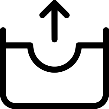 Siyah ve Beyaz Logo Simgesi PNG Biçimini Yükle. Web Sitesi Düğmesi, Mobil Uygulama Arayüzü, Dosya Aktarımı, Belge Paylaşımı, Bulut Depolama ve Veri Yedekleme için Minimalist Düz Tasarımlı Tek Renkli Ok Gönderme İşareti Grafiksel Elemanı