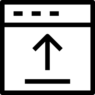 Siyah ve Beyaz Logo Simgesi PNG Biçimini Yükle. Web Sitesi Düğmesi, Mobil Uygulama Arayüzü, Dosya Aktarımı, Belge Paylaşımı, Bulut Depolama ve Veri Yedekleme için Minimalist Düz Tasarımlı Tek Renkli Ok Gönderme İşareti Grafiksel Elemanı