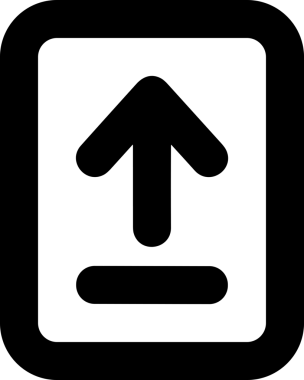 Siyah ve Beyaz Logo Simgesi PNG Biçimini Yükle. Web Sitesi Düğmesi, Mobil Uygulama Arayüzü, Dosya Aktarımı, Belge Paylaşımı, Bulut Depolama ve Veri Yedekleme için Minimalist Düz Tasarımlı Tek Renkli Ok Gönderme İşareti Grafiksel Elemanı