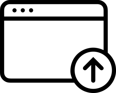 Siyah ve Beyaz Logo Simgesi PNG Biçimini Yükle. Web Sitesi Düğmesi, Mobil Uygulama Arayüzü, Dosya Aktarımı, Belge Paylaşımı, Bulut Depolama ve Veri Yedekleme için Minimalist Düz Tasarımlı Tek Renkli Ok Gönderme İşareti Grafiksel Elemanı