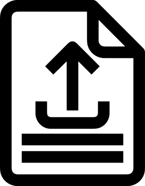 Siyah ve Beyaz Logo Simgesi PNG Biçimini Yükle. Web Sitesi Düğmesi, Mobil Uygulama Arayüzü, Dosya Aktarımı, Belge Paylaşımı, Bulut Depolama ve Veri Yedekleme için Minimalist Düz Tasarımlı Tek Renkli Ok Gönderme İşareti Grafiksel Elemanı